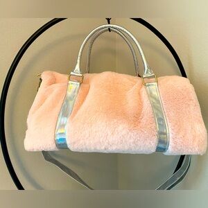 American Girl Big Girl Fuzzy Pink and Glitter Duffle Bag 🩷🤍